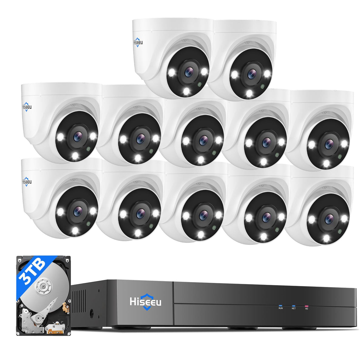 Hiseeu 3K Wired Outdoor Security Camera System 8 Channel with Audio