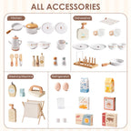 ROBUD 4-in-1 Wooden Play Kitchen Set with Fridge Washer Dishwasher