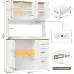 BEWISHOME 72" LED Tall Kitchen Pantry Storage Cabinet with Countertop