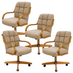 D9520 6pc Swivel Tilt Kitchen Dining Chair - Taupe-Chestnut