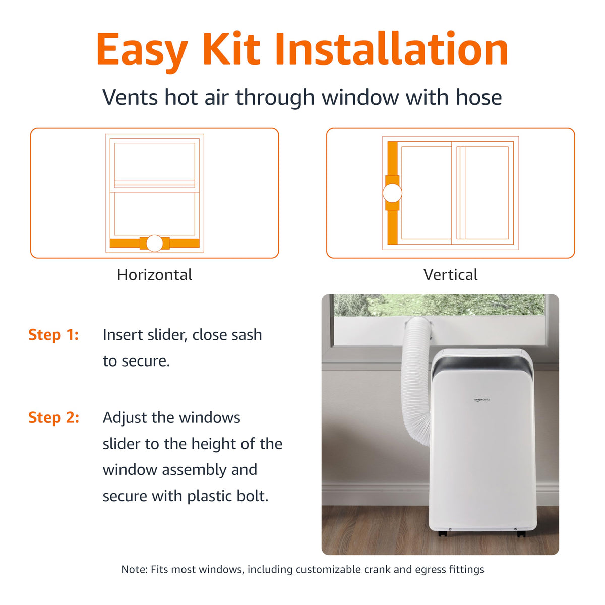 Amazon Basics 3-In-1 Portable Air Conditioner with Remote, Timer, Sleep Mode, Auto Swing, Dehumidifier, 10000 BTU (ASHRAE)/6000 BTU (SACC), Cools Bedroom Up to 450 Sqf, White
