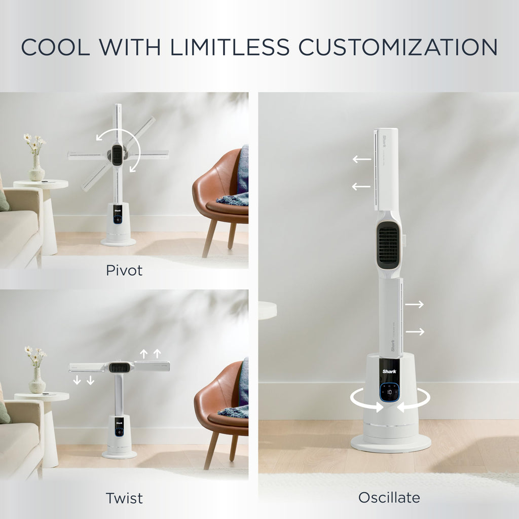 Shark TurboBlade 2-in-1 Bladeless Tower Fan & Space Heater, White (Renewed)