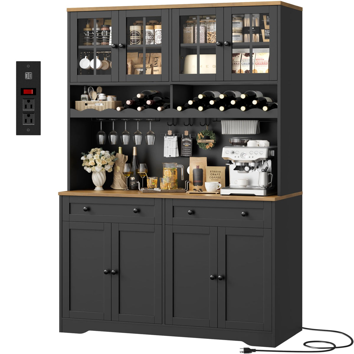 HOSTACK 75"H Kitchen Pantry Storage Cabinet, Kitchen Hutch Cabinet, Green