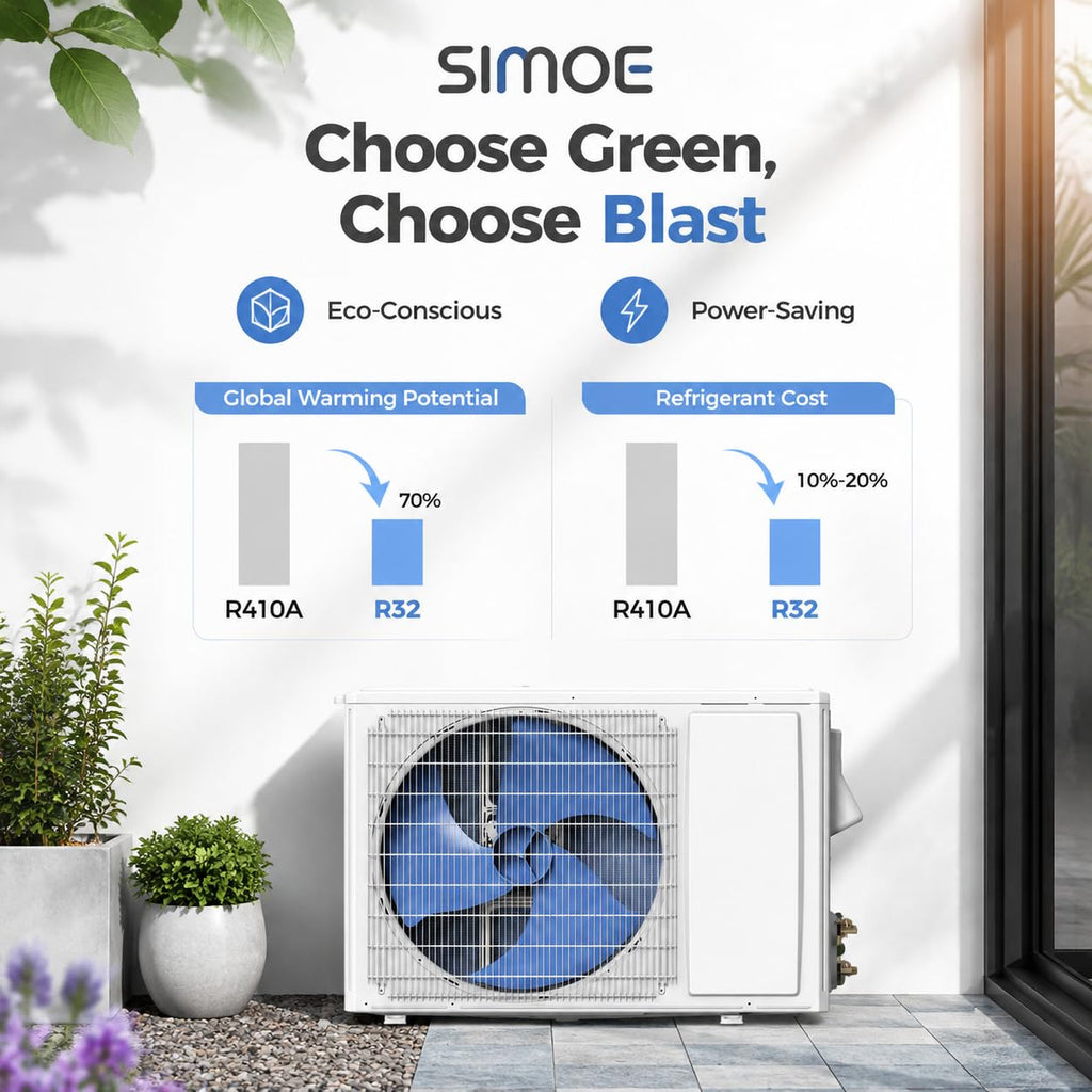 SIMOE 115V Ductless Heat Pump AC, 9000 BTU Cooling, 19 SEER2