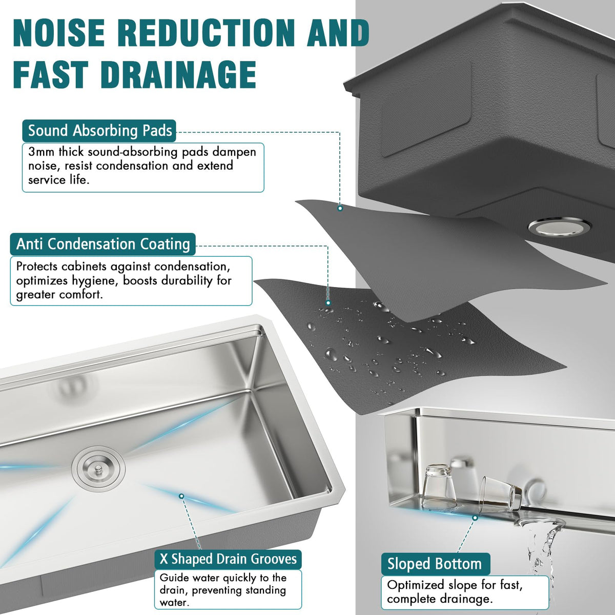 30 Inch Undermount Kitchen Sink Workstation Stainless Steel
