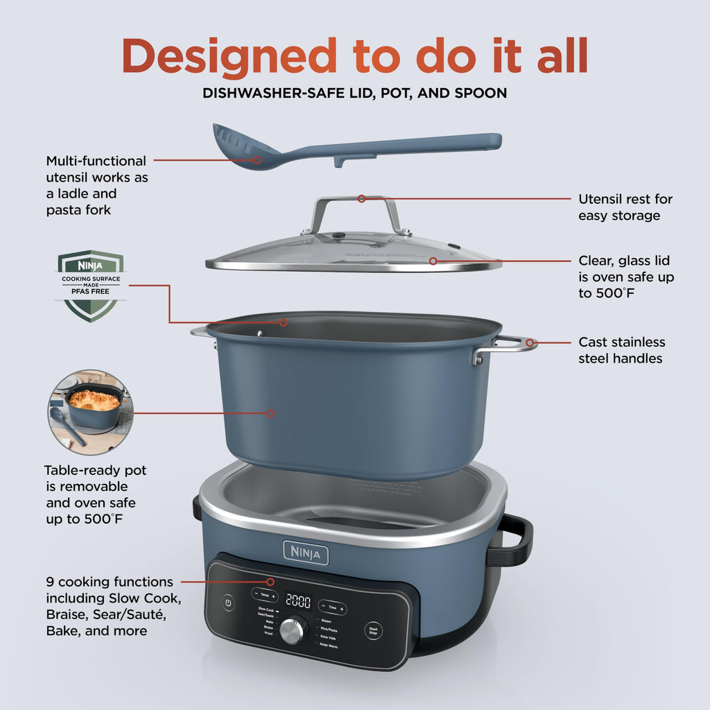 Ninja® PossibleCooker™ PRO Plus 9-in-1, 8.5-qt, Blue Macaron, MC2001