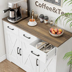 HOSTACK Kitchen Buffet Cabinet with Storage, Sideboard Coffee Bar, White