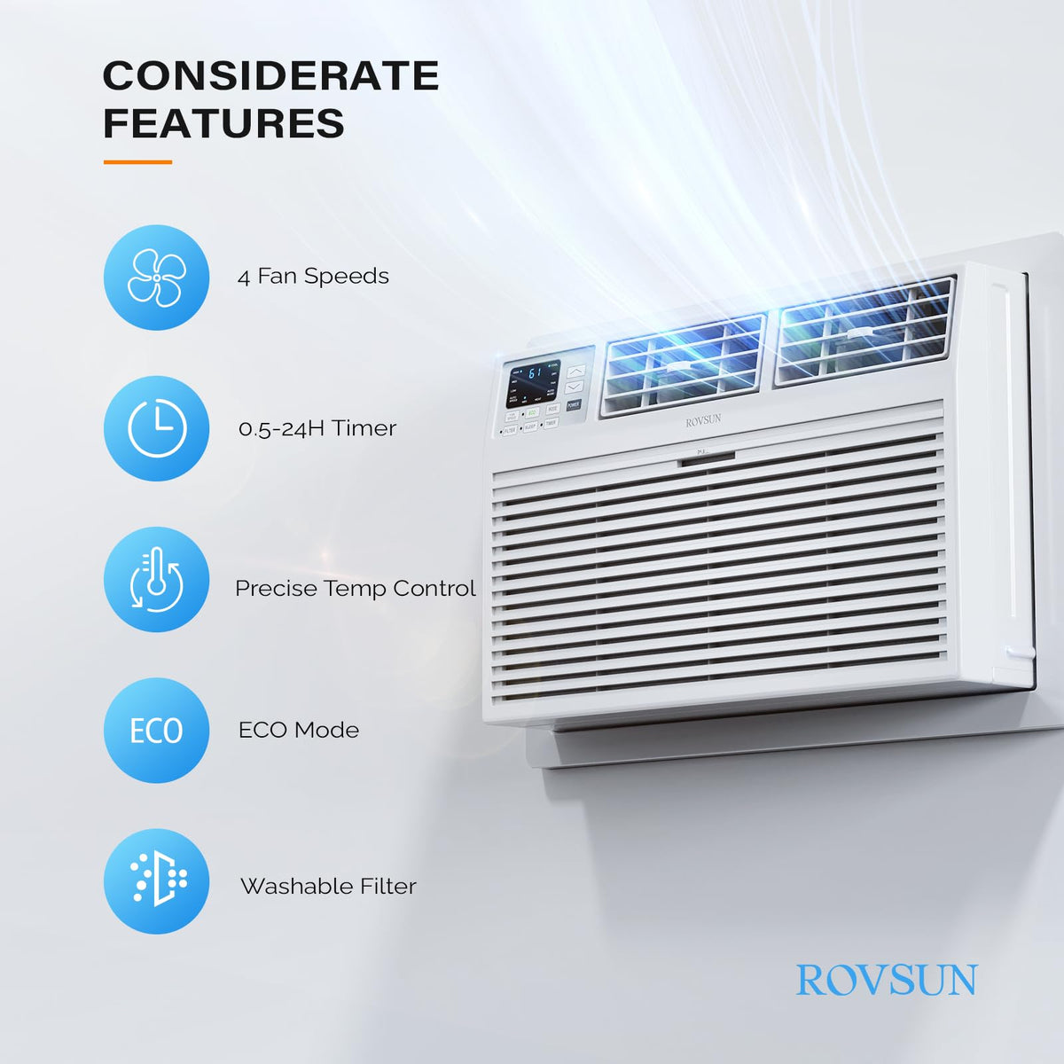 ROVSUN 12000 BTU Through the Wall Air Conditioner with Heat, Remote, 230V