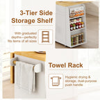 65" Kitchen Island with Drop Leaf, Rolling Island with Spice Rack & Towel Rack, Mobile Kitchen Island Cart with 2 Draws & Trash Storage Cabinet, Portable Island Table on Wheels for Kitchen