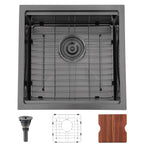 28 Inch Undermount Kitchen Sink Black, 28x18 Gunmetal Black 16 Gauge Stainless Steel Single Bowl Under Mount Commercial Kitchen Sinks 9 Inch Deep Includes Drain
