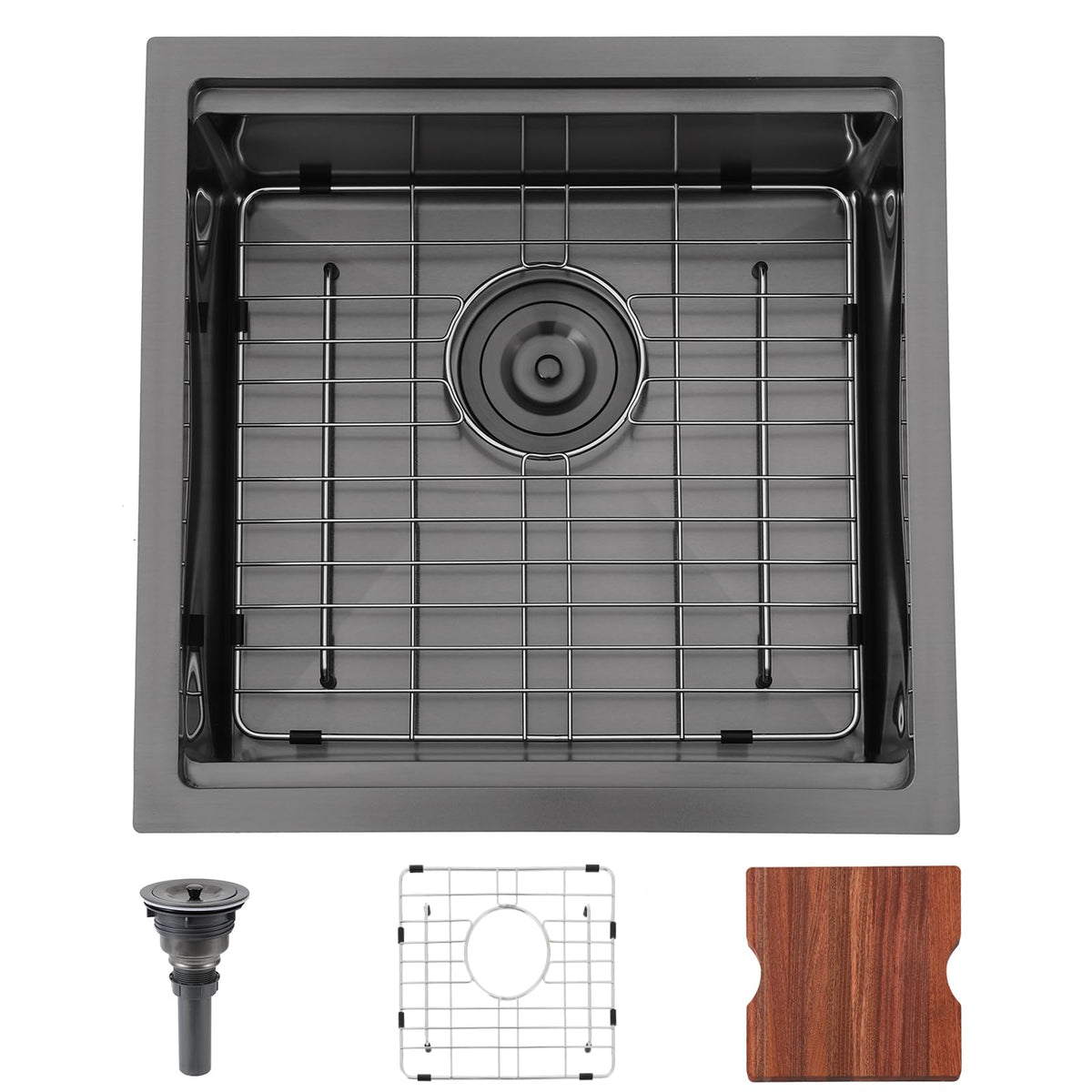 28 Inch Undermount Kitchen Sink Black, 28x18 Gunmetal Black 16 Gauge Stainless Steel Single Bowl Under Mount Commercial Kitchen Sinks 9 Inch Deep Includes Drain