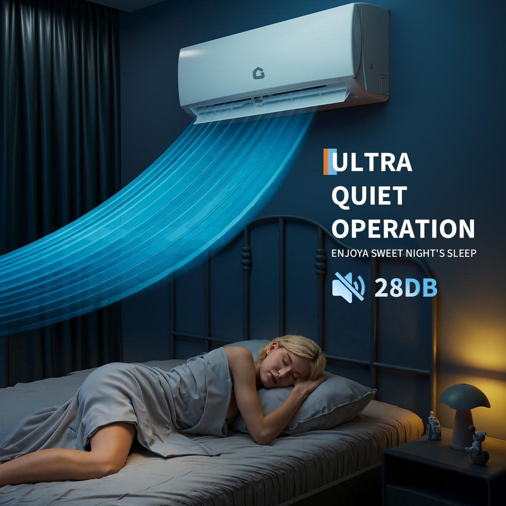 12,000 BTU Mini Split Air Conditioner and Heater, 19 SEER, 208-230V, Inverter AC & Heat Pump with Timer and Sleep Mode, Cools and Heats Rooms up to 750 Sq Ft, Ideal for Bedroom, Living Room, Office