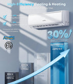 18000 BTU Mini Split Air Conditioner & Heater, 20 SEER2, 208/230V, WiFi App