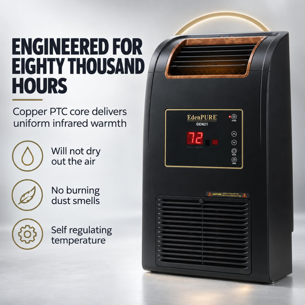 EdenPURE GEN21 Infrared Heater Wall Hugger w/Bladeless Cooling Fan, 1500W