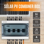 Solar Disconnect Switch with SPD Surge Protector 1000V DC 30A Solar PV Combiner Box Power Distribution Box for Solar Panels 2 in 2 Out (30A, HT18 4string)