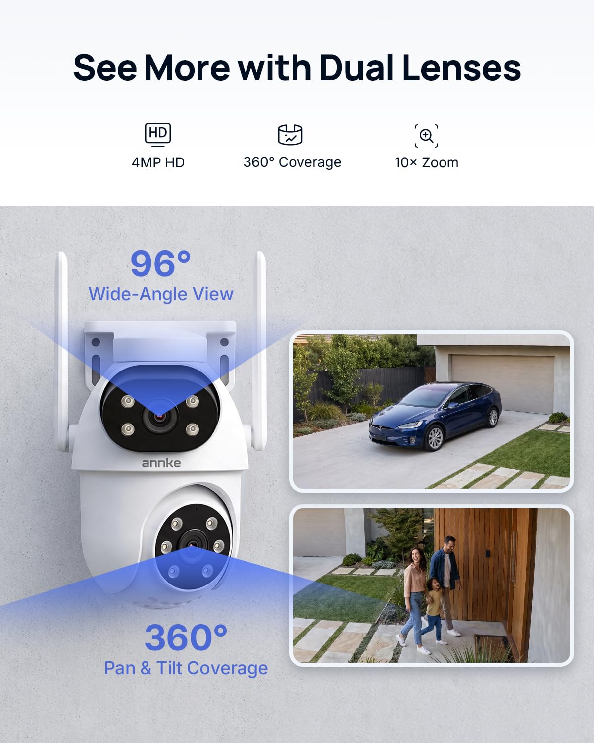 ANNKE Wireless Security Camera System, 4K NVR, 4 Dual-Lens PT Cams, 1TB HDD
