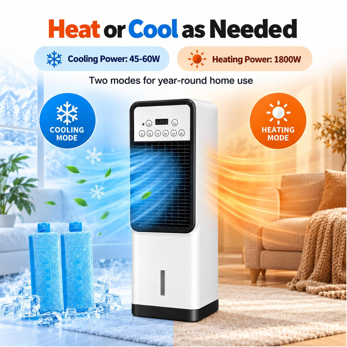 Portable Air Conditioner with Heater and Remote Control 110V