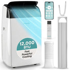 SereneLife 8000 BTU Portable Air Conditioner with Heat, Compact 4-in-1 Portable AC & Heater for Room Up to 350 Sq Ft with Dehumidifier & Fan Function, Remote Control, Window Mount Kit, 13" x 11" x 26"