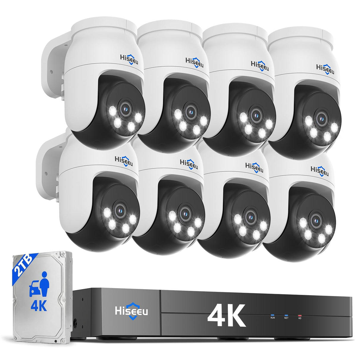 Hiseeu 4K Wired Security Camera System with 4PCS 8MP Cameras