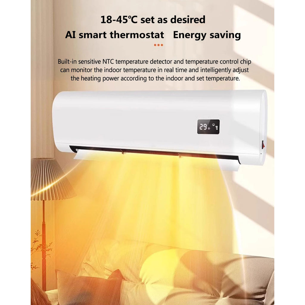 Household Air Heater, Wall-Mounted Bathroom Waterproof Electric Heater Heating and Cooling Dual-Use Energy-Saving Heater for Indoor Outdoor Office Patio Conservatory,White