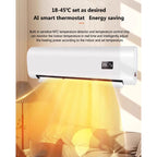 Household Air Heater, Wall-Mounted Bathroom Waterproof Electric Heater Heating and Cooling Dual-Use Energy-Saving Heater for Indoor Outdoor Office Patio Conservatory,White