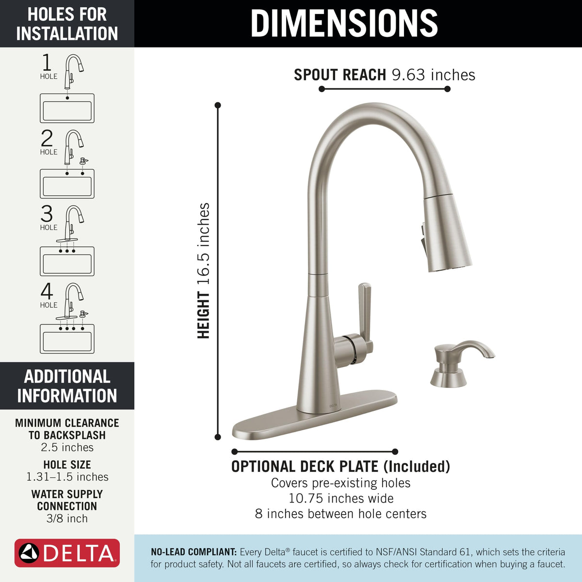 Delta Faucet Boyd Kitchen Faucet with Soap Dispenser, Kitchen Faucets with Pull Down Sprayer Brushed Nickel, Kitchen Sink Faucet with Magnetic Docking Spray Head, SpotShield Stainless 19893Z-SPSD-DST