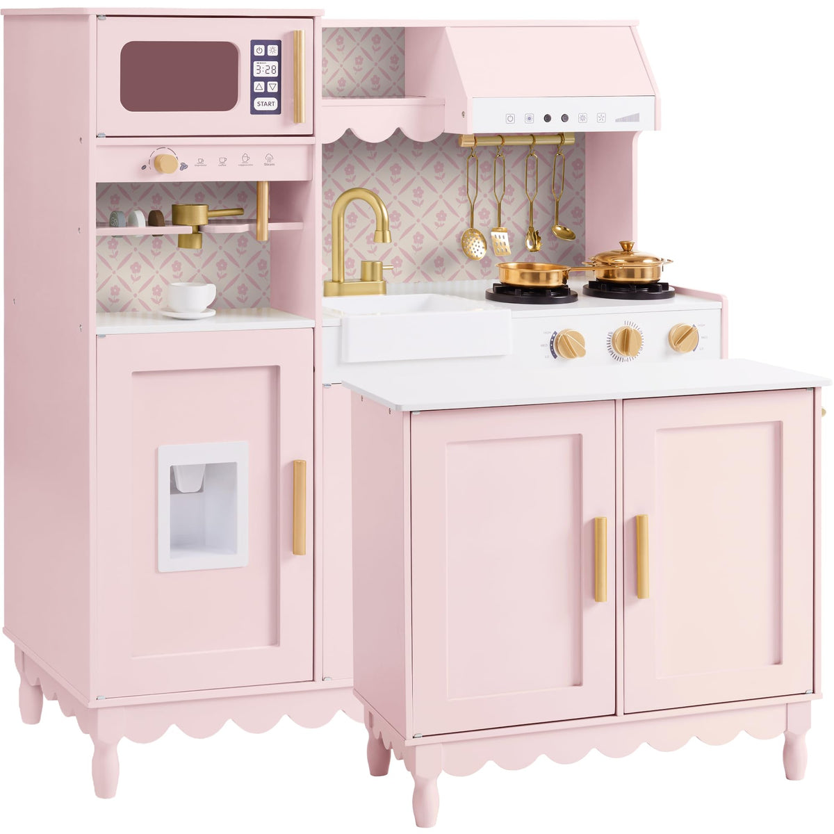Best Choice Products Wooden Play Kitchen w/ Espresso Machine & Island