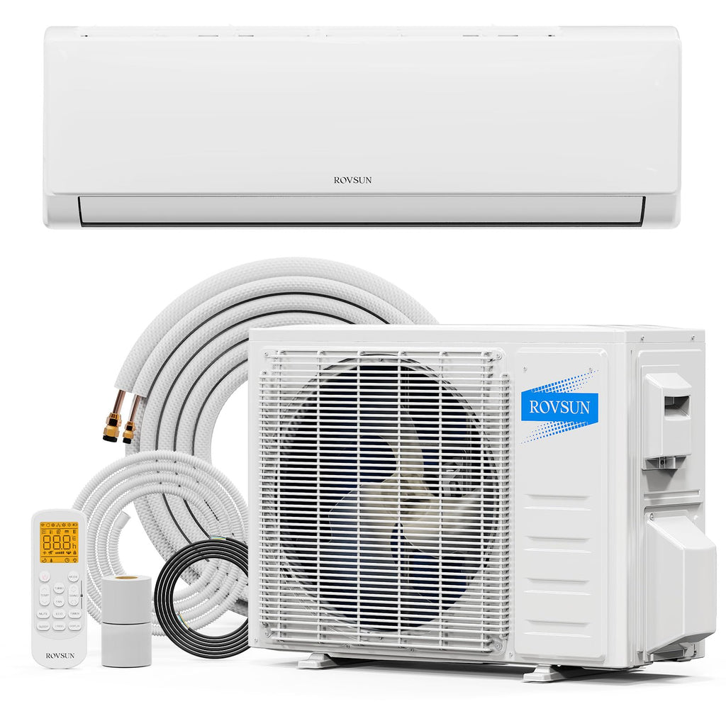 ROVSUN 9000 BTU Mini Split AC/Heating System with Inverter, 20 SEER2 Energy Saving 115V Ductless Split-System Air Conditioner with Pre-Charged Condenser, Heat Pump, Remote Control & Installation Kit