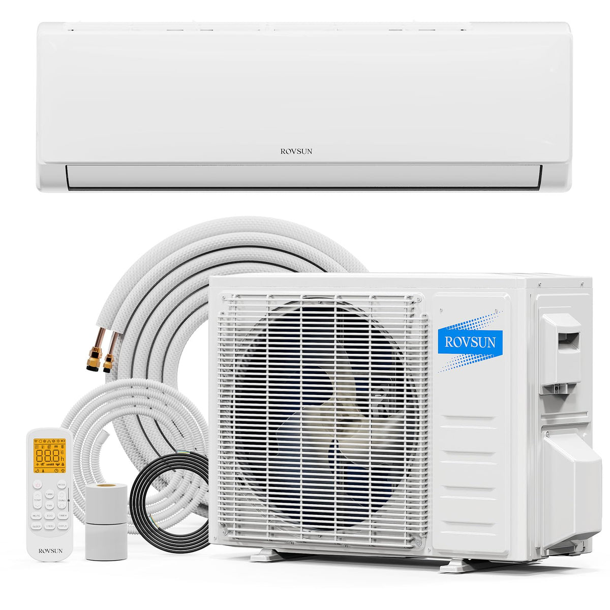 ROVSUN 9000 BTU Mini Split AC/Heating System with Inverter, 20 SEER2 Energy Saving 115V Ductless Split-System Air Conditioner with Pre-Charged Condenser, Heat Pump, Remote Control & Installation Kit
