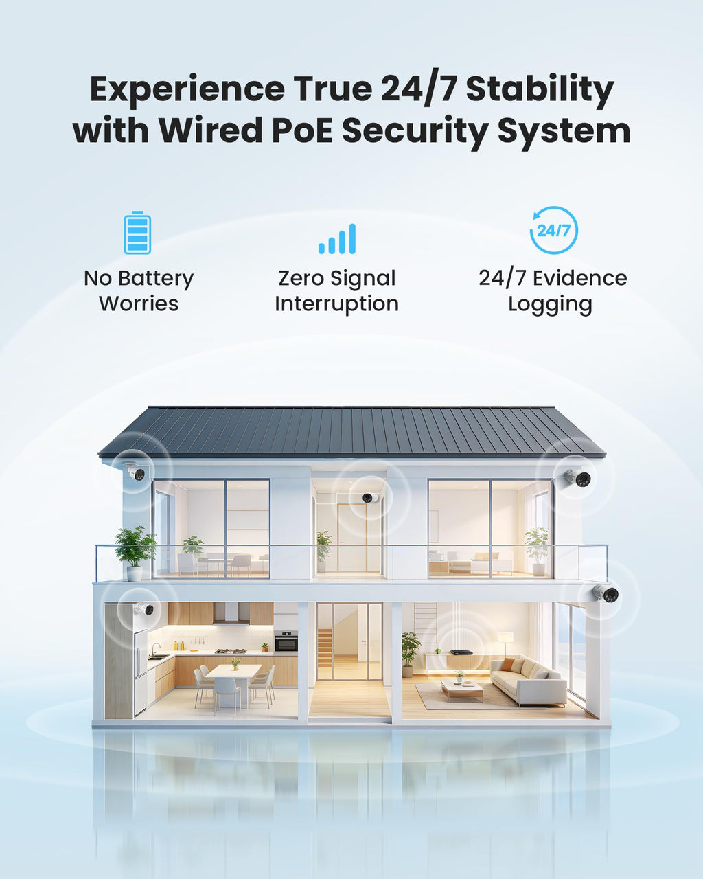ZOSI 5MP PoE Security Camera System with Audio, 4pcs 4MP Metal Cam, NO HDD
