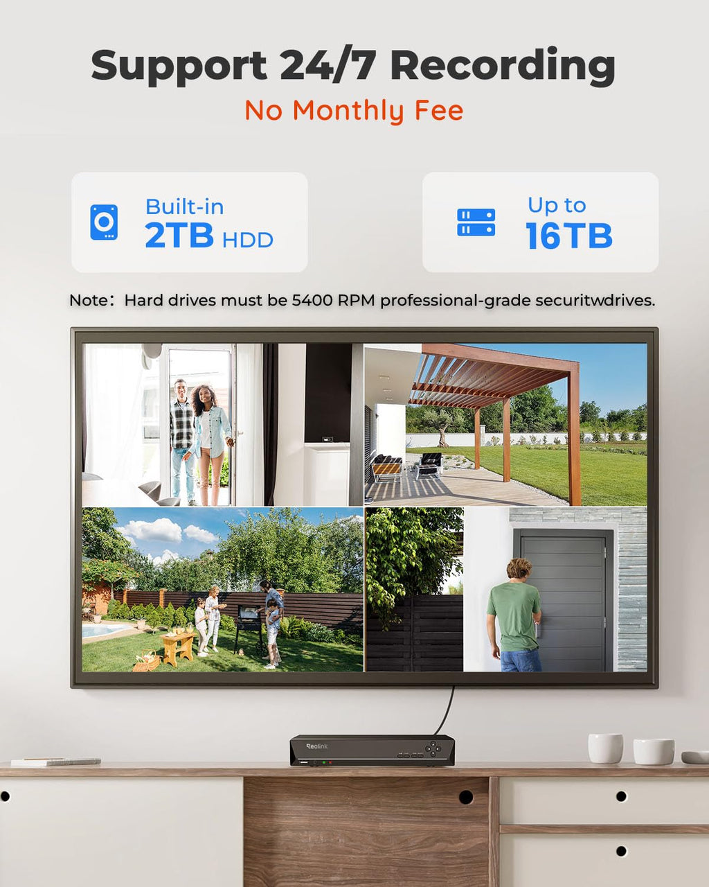 REOLINK 8CH 5MP PoE Security Camera System with 2TB HDD RLK8-410B4-5MP