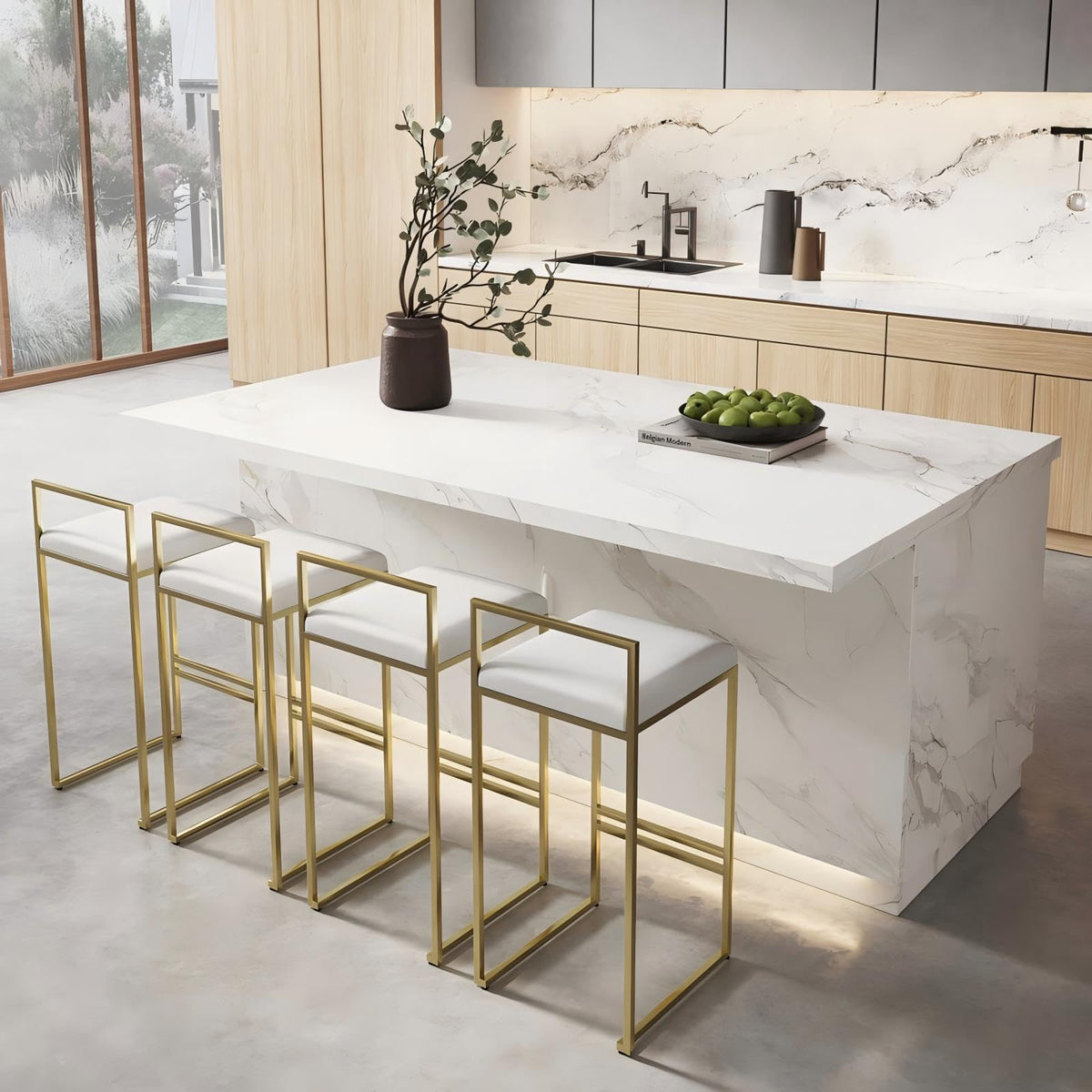 homary 72" Large Kitchen Island with Storage & LED Lights and Waterfall Edge, Wood Freestanding Island with Wine Rack, Drawers, Cabinet & Shelves, Modern for Kitchen & Dining Room