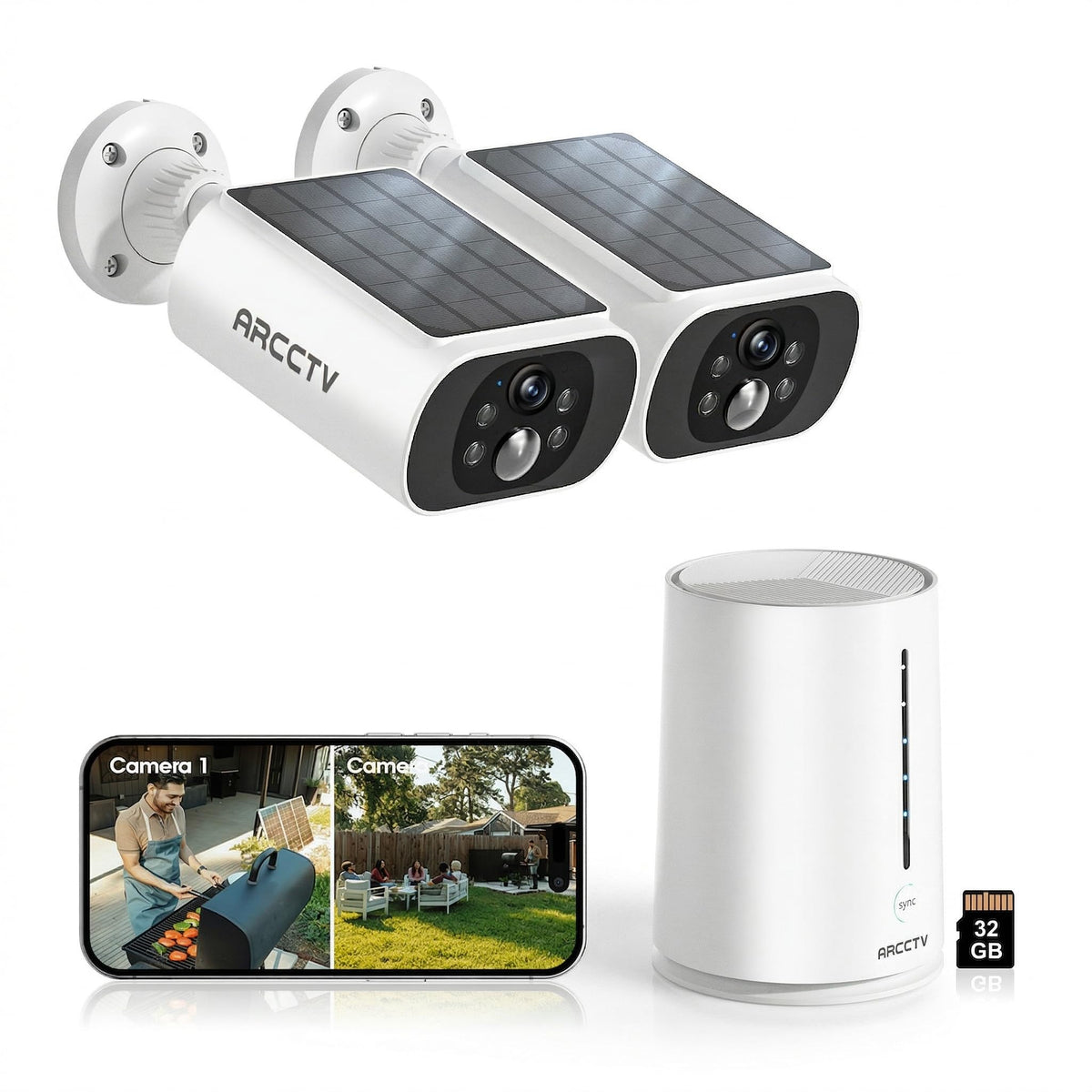 ARCCTV Solar Security Cameras Wireless Outdoor, 4 Cam-Kit, 4MP 2.5K HD