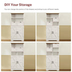Storage Cabinet with Doors & 2 Drawers, Kitchen Cabinet with Adjustable Shelf, Pantry Cabinets, Bathroom Cabinets, for Living Room, Entryway, Home Office, White