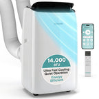 SereneLife 14000 BTU Portable Inverter Air Conditioner, 115V Smart Cooling & Heating with WiFi, Energy Efficient, For Bedrooms, Living Spaces & Offices, 650 Sq Ft Coverage, (White)
