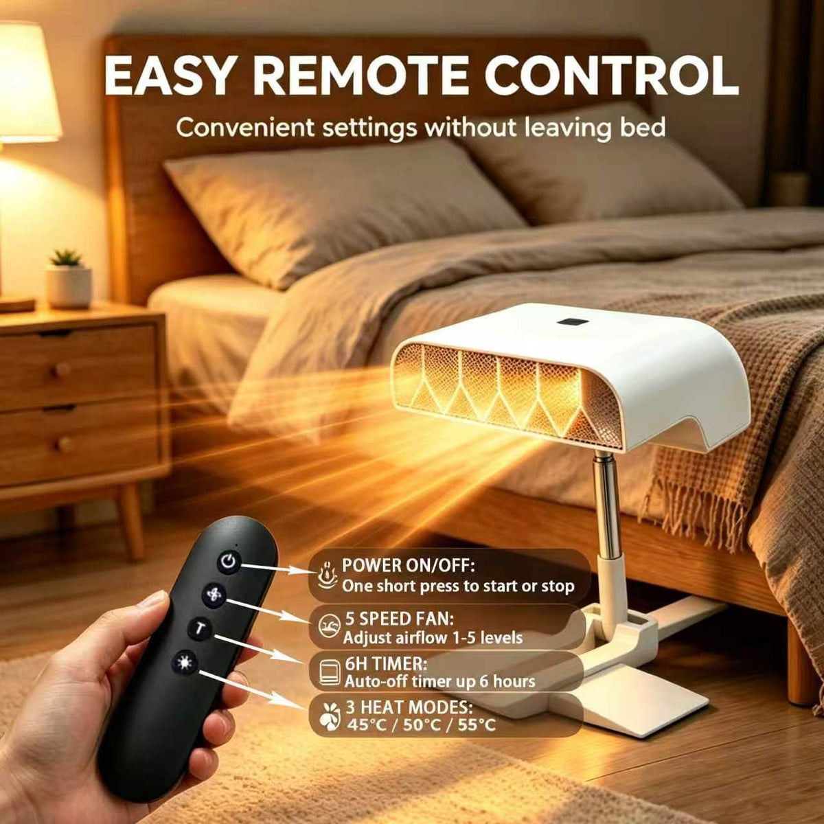 Midnight Bed Heating Cooling System, 2-in-1 Bed Fan Under Sheets