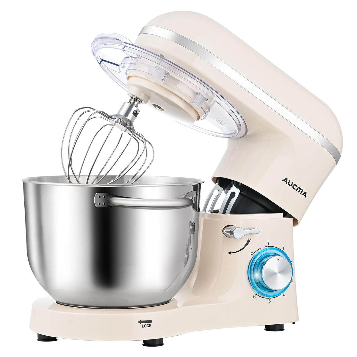 Aucma Stand Mixer,8QT 900W Tilt-Head Food Mixer, Kitchen Electric Mixer with Dough Hook, Wire Whip & Beater (Gray, 8QT)