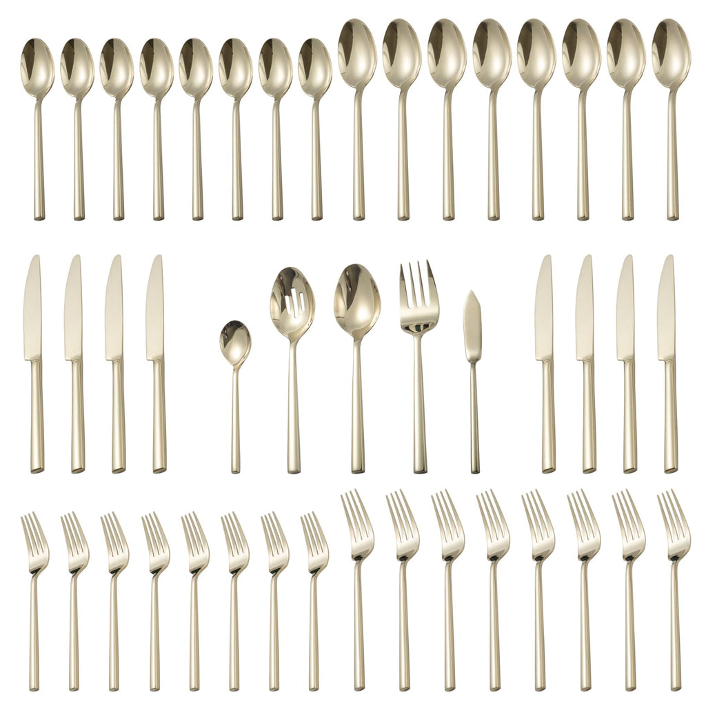 Potter 65-Piece Forged Silverware Set, Service for 12 – Premium Stainless Steel Flatware Set, Modern Design with Satin Finish, Ideal for Home, Kitchen, Party, Camping