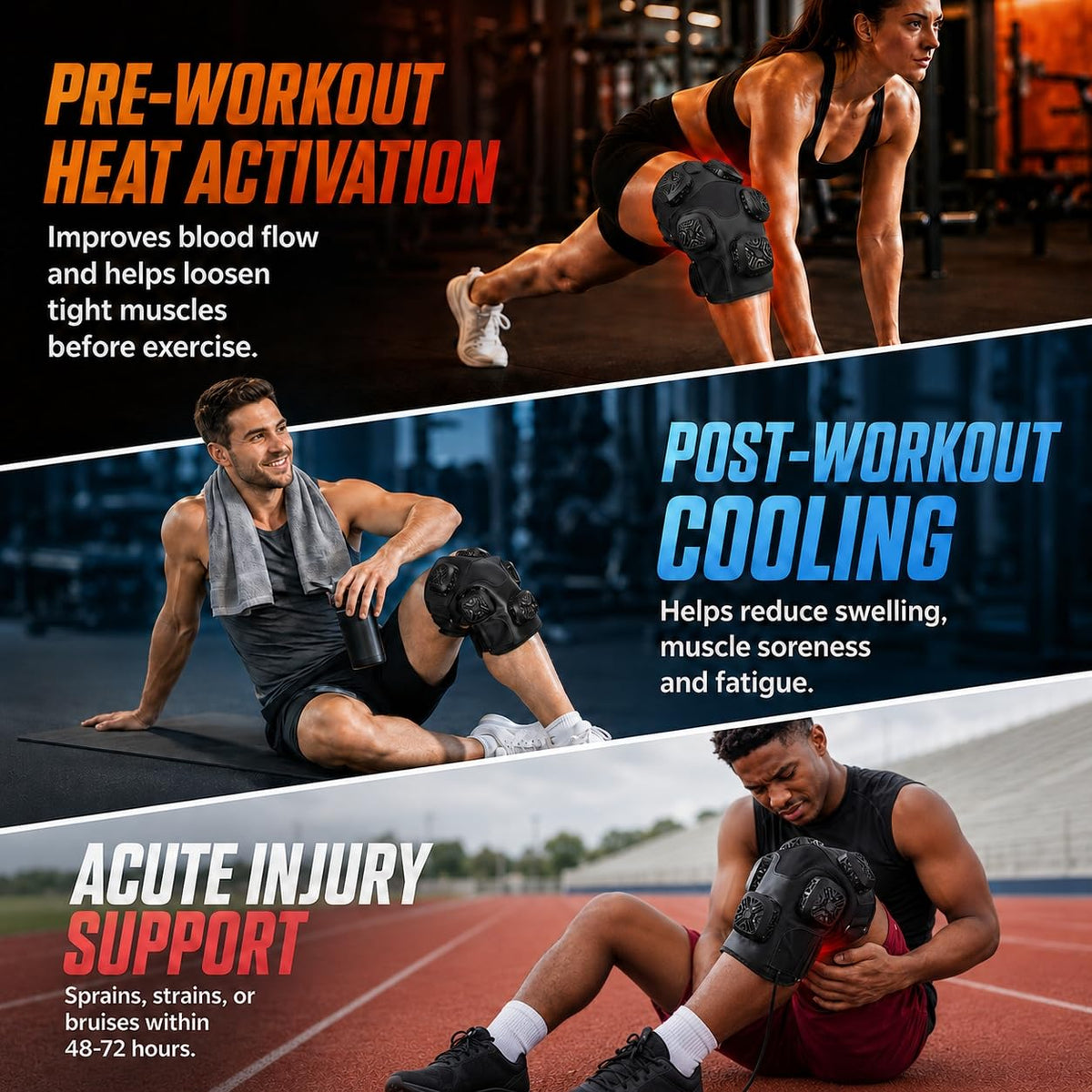 Heat & Cold Recovery Therapy Device for Knee, Semiconductor Cooling & Heating Knee Wrap with Programmable Temp & Timer, Adjustable Straps for Post-Surgery Recovery, Sports Training & Daily Comfort