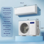 DELLA Vario Series 12000 BTU Mini Split AC,23 SEER2,230V,Energy Efficient