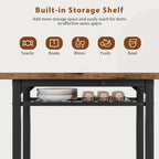 Extendable Dining Table Set for 4 with Built-in Shelf Rack Brown