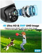 4K 8MP PoE PTZ Wired Security Camera System, Outdoor/Indoor