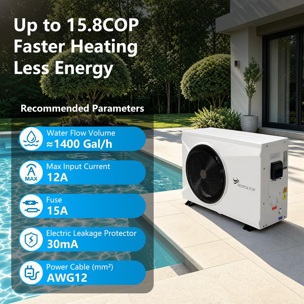 Pool Heat Pump for Above Ground and In-ground Pools, 14000 Gal