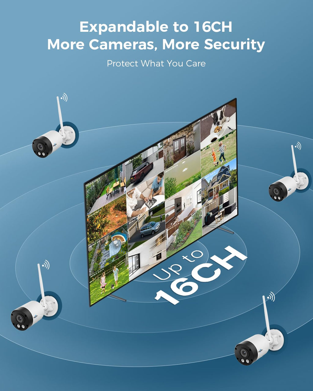 Hiseeu 4K/8MP Wireless Security Camera Outdoor, 4 Cam-Kit, 1T HDD