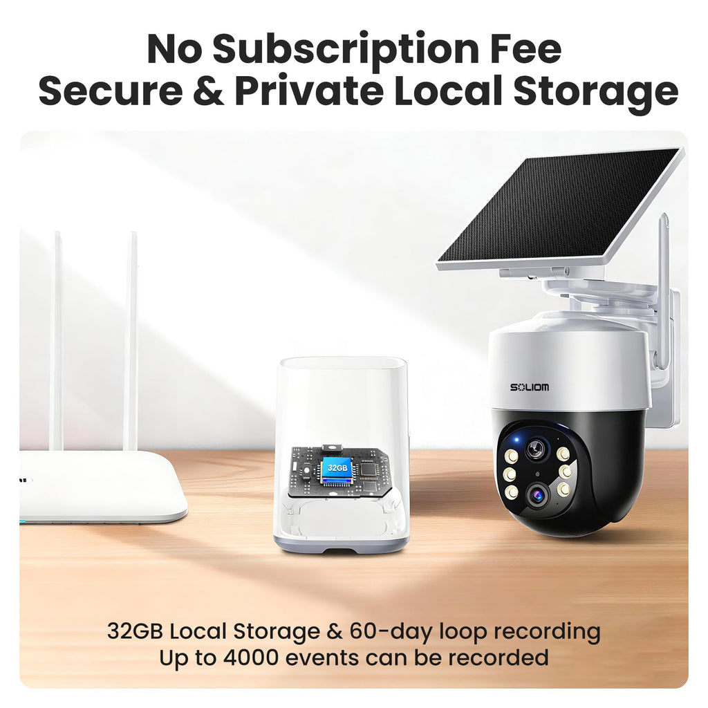 SOLIOM 4K Solar Security Cameras Wireless Outdoor System, 4-Cam Kit