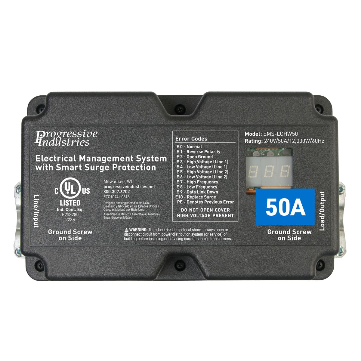 Progressive Industries EMS-PT30X Portable RV Surge Protector, Black, 30 Amp