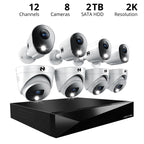 Night Owl 12-Ch Wired DVR System, 8 2K Cams, 2TB HDD, 2-Way Audio