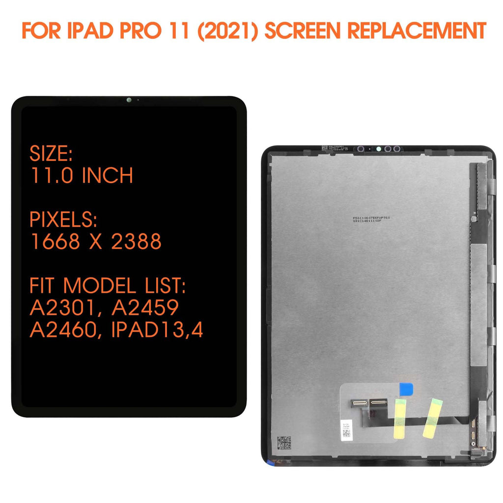Screen Replacement for iPad Pro 11 3rd Gen 2021 4th Gen 2022 LCD Display A2377 A2459 A2301 A2460 A2435 A2759 A2761 A2762 Digitizer Touch Assembly Repair Kits