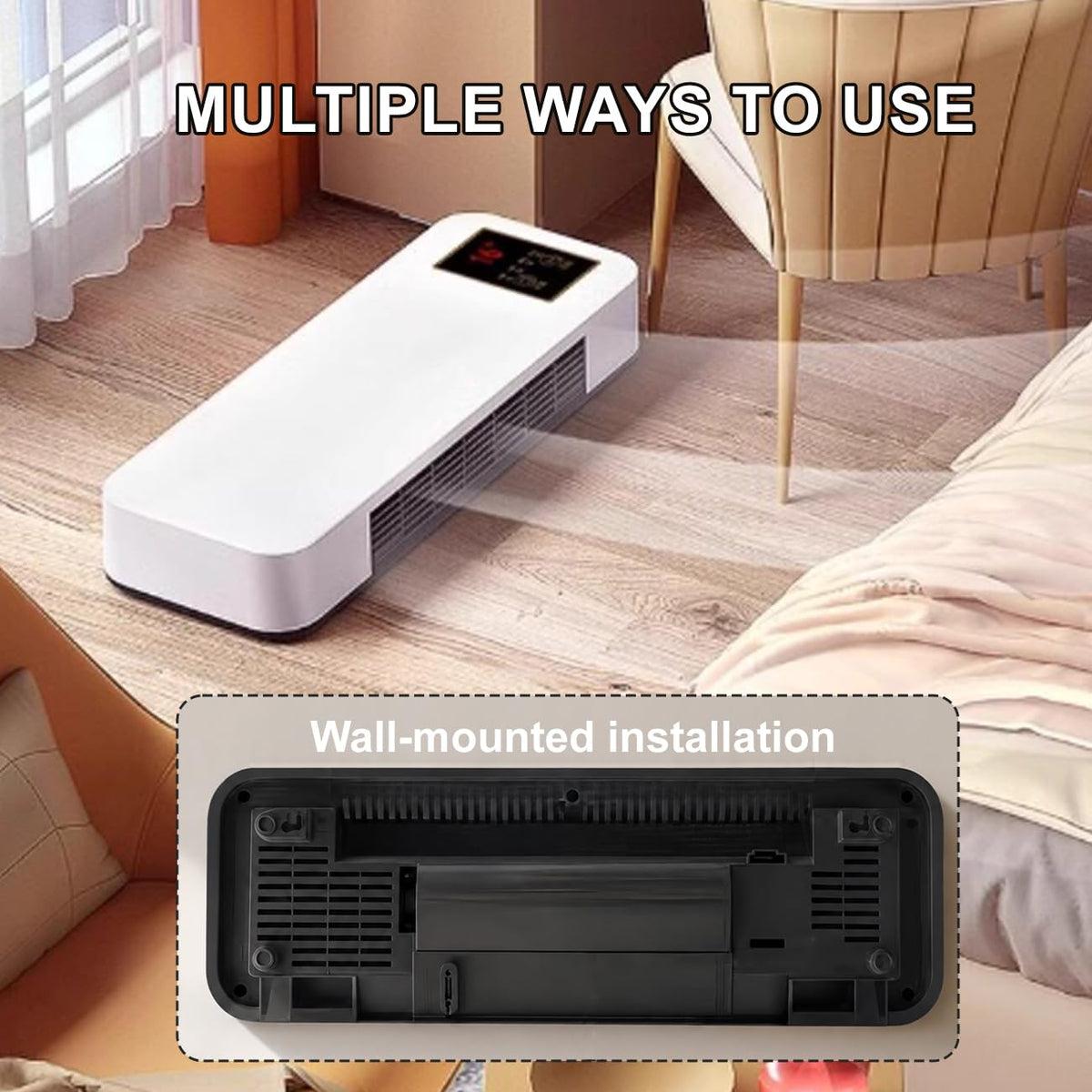 2-in-1 Air Conditioner Wall Mounted, Heater And Fan Combo Cooling Heating