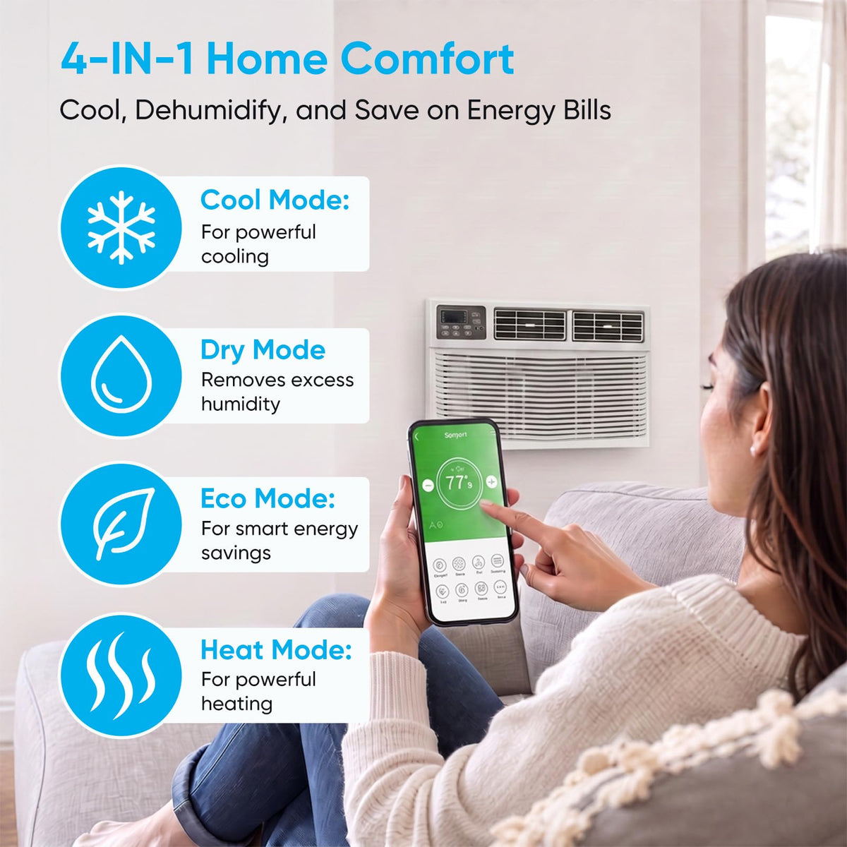 TABU 12,000 BTU Smart Through-the-Wall Air Conditioner with Heater